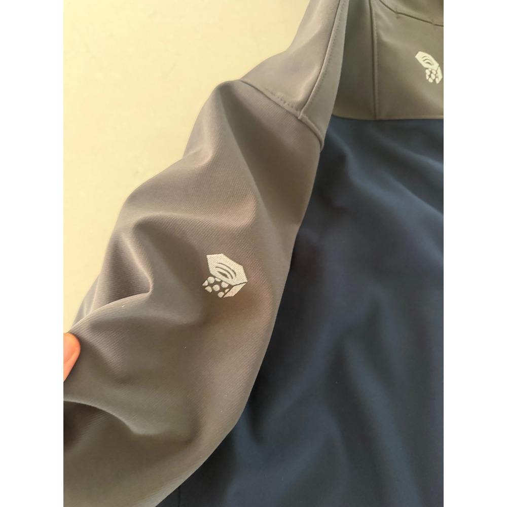 Mountain Hardwear Mens Softshell Hoodie Full Zip Jacket Blue Grey Large - Picture 7 of 13
